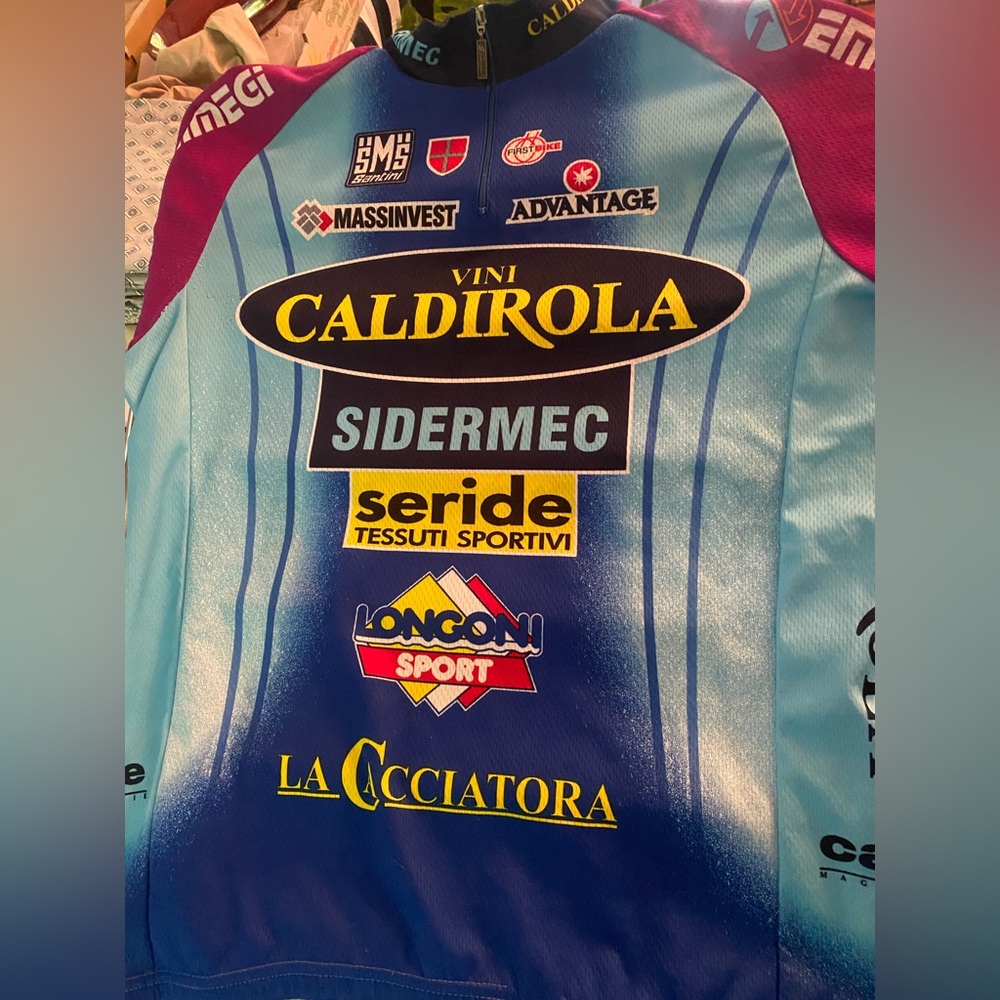 SANTINI ITALIAN CYCLING XL JERSEY 1/4 ZIP BLUES/PURPLE RACE CUT